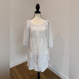 saks off fifth linen dress SAKS FIFTH AVENUE Dress Size S Knee Tags On Linen Cotton Rose Pink Off Shoulder